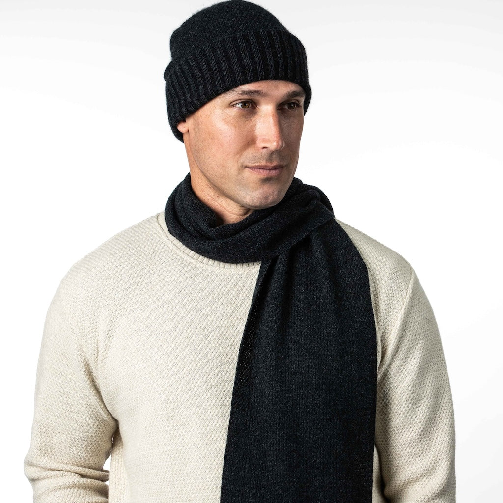 Moss Stitch Plated Scarf Merino Possum