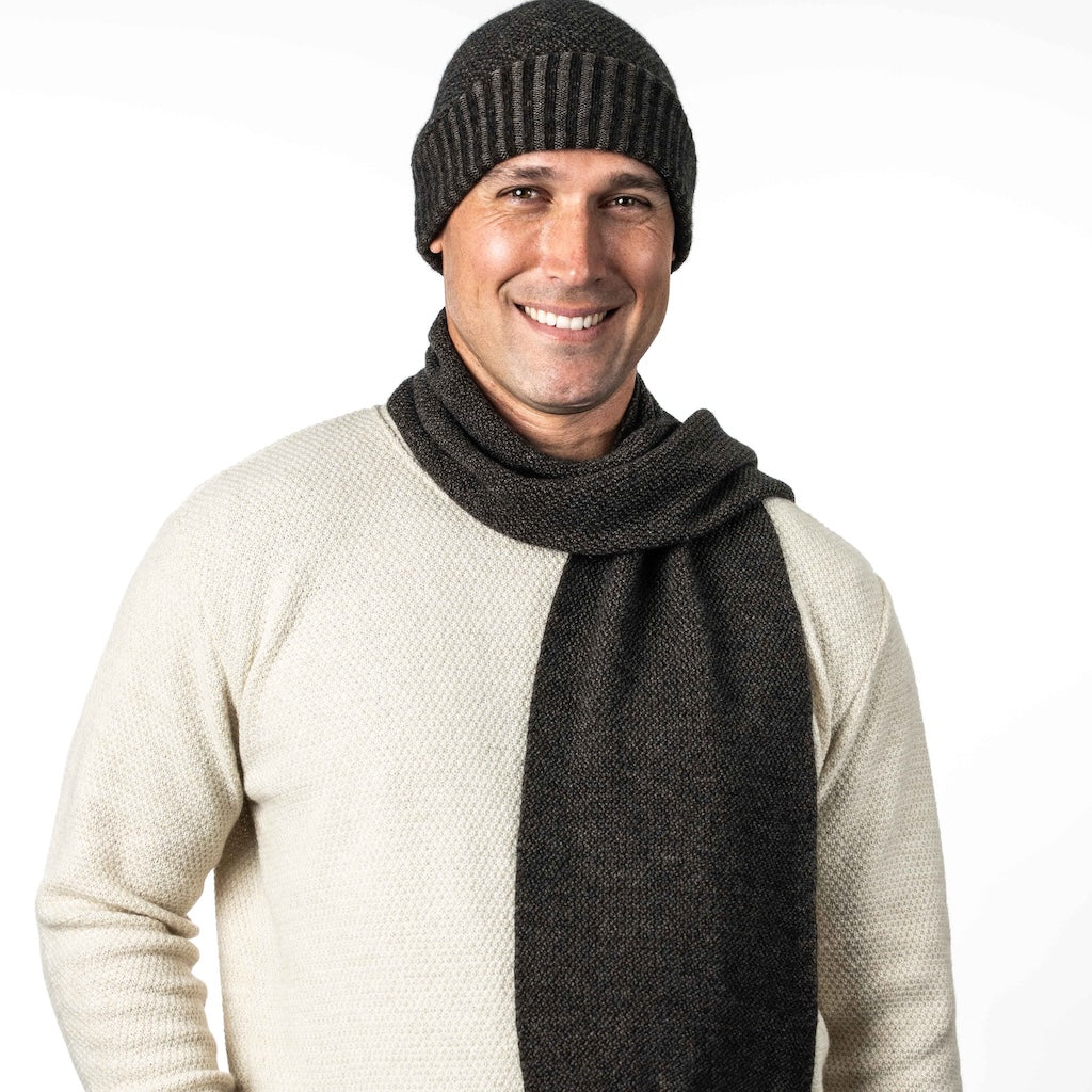 Moss Stitch Plated Scarf Merino Possum