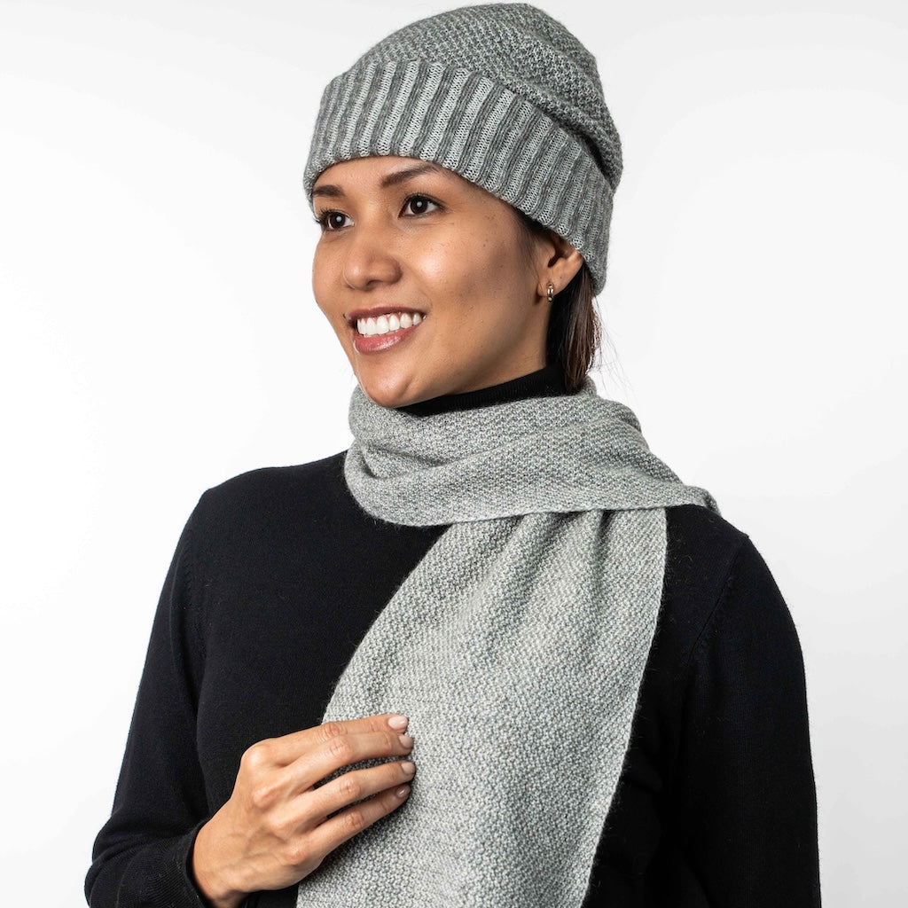 Moss Stitch Plated Scarf Merino Possum