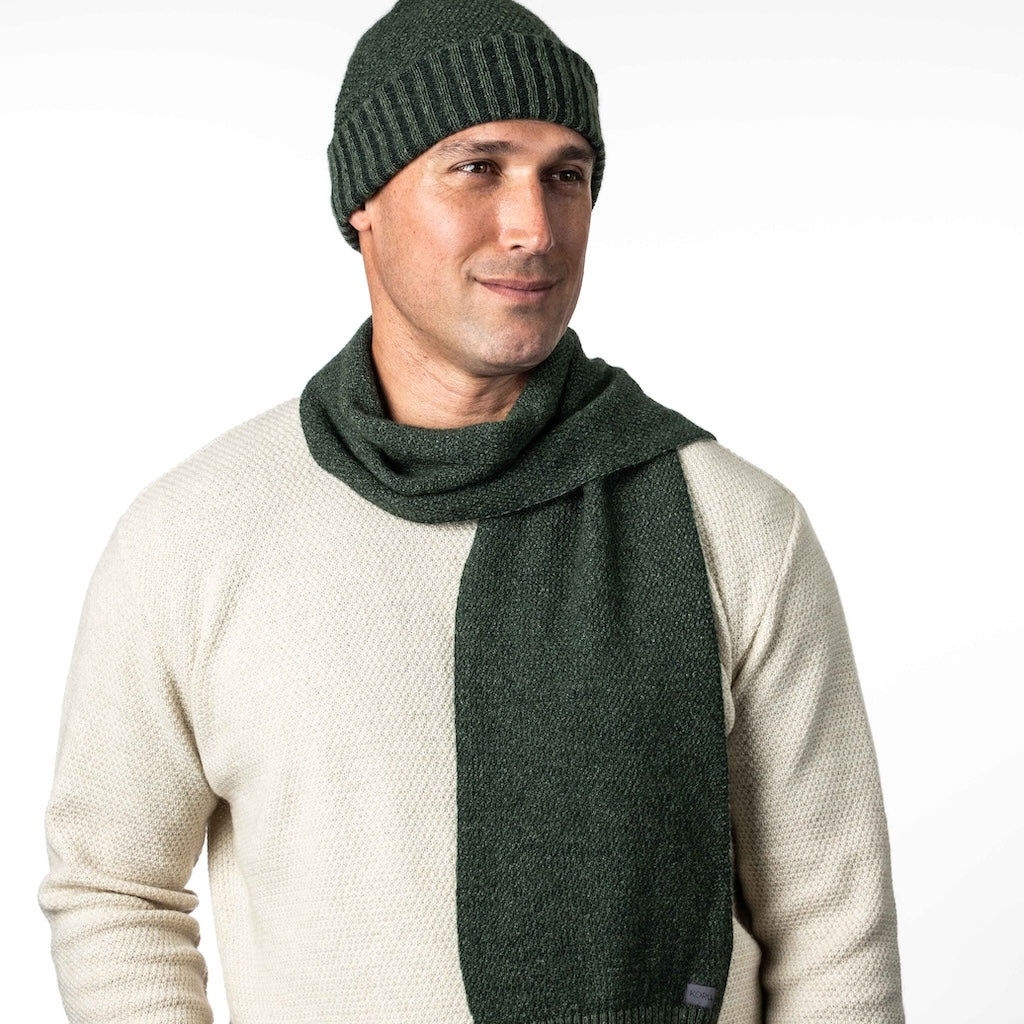Moss Stitch Plated Scarf Merino Possum