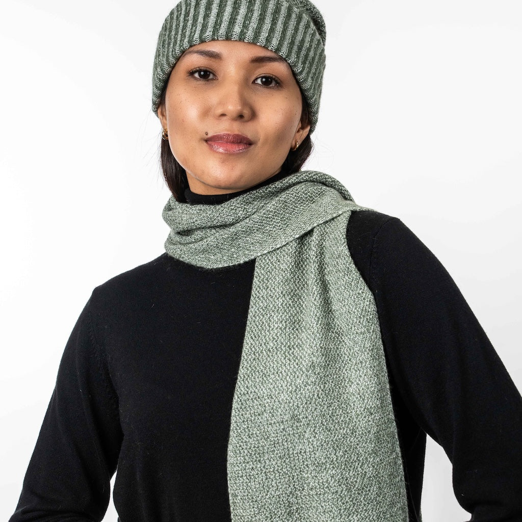 Moss Stitch Plated Scarf Merino Possum