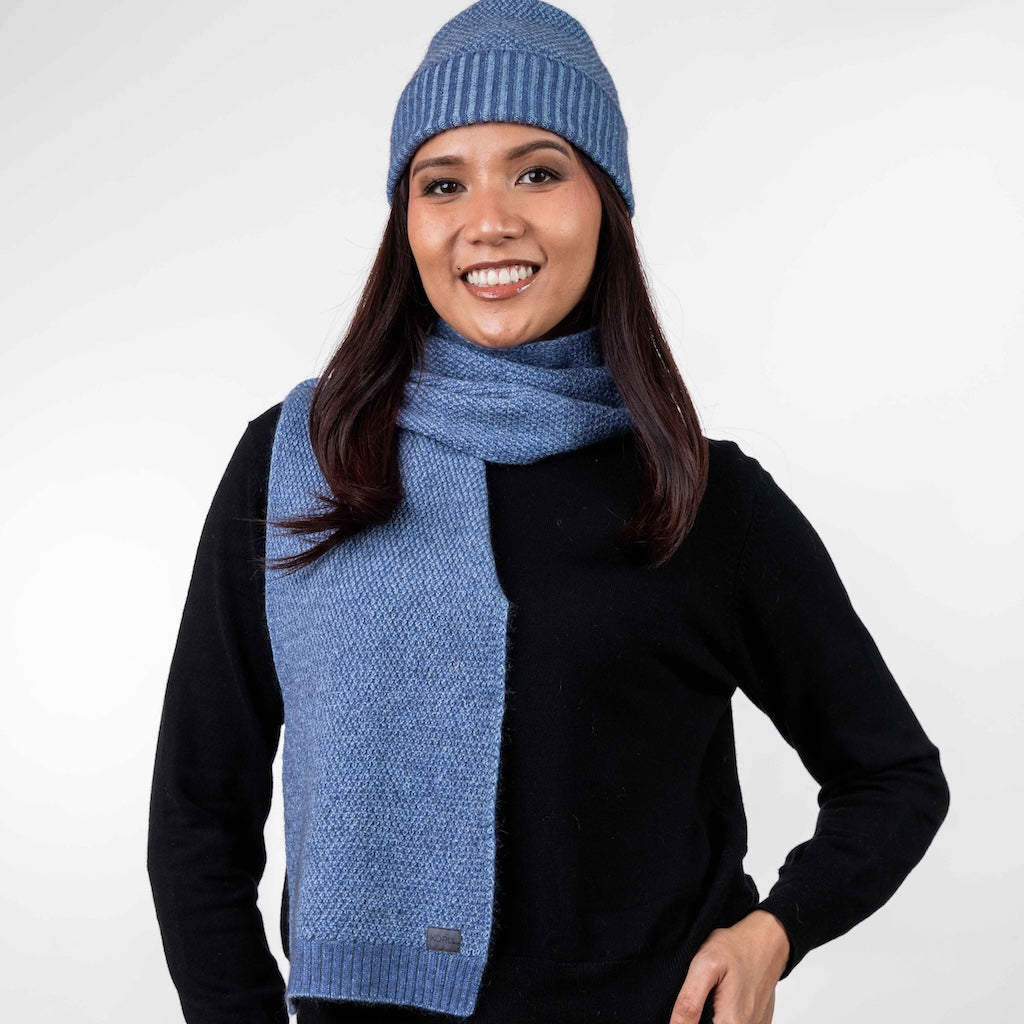 Moss Stitch Plated Scarf Merino Possum
