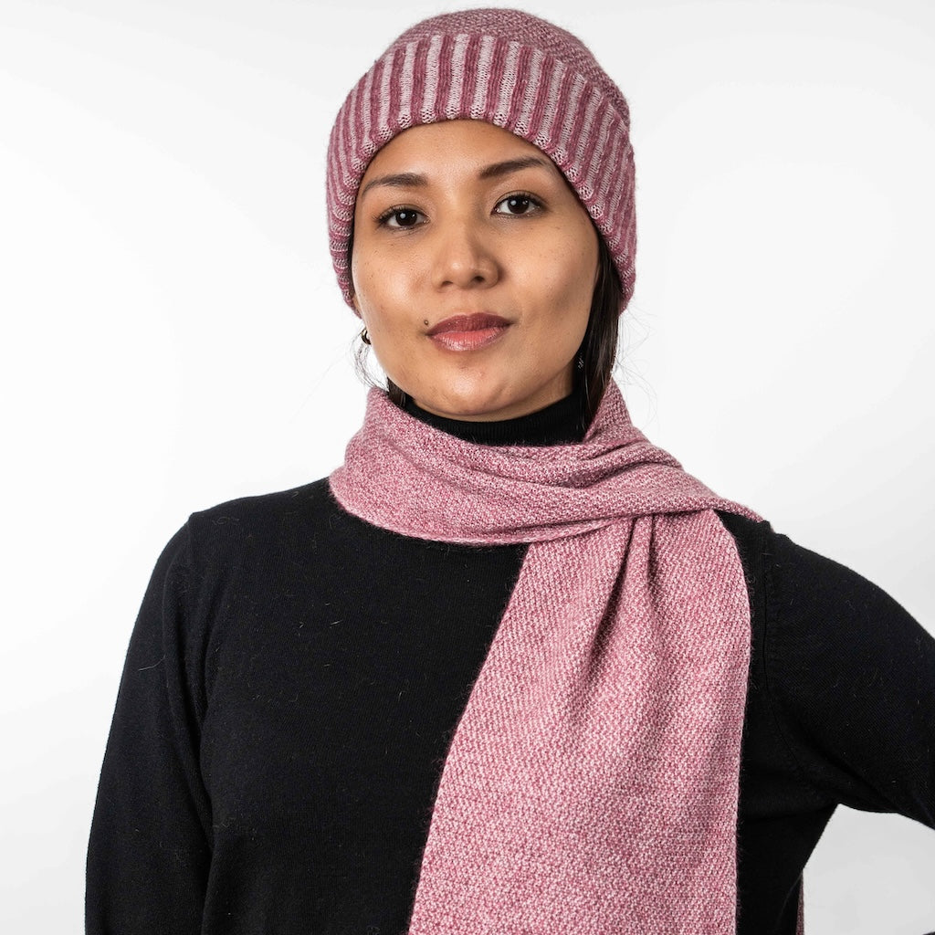 Moss Stitch Plated Scarf Merino Possum