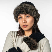 Possum Fur Trim Beanie with Merino Possum