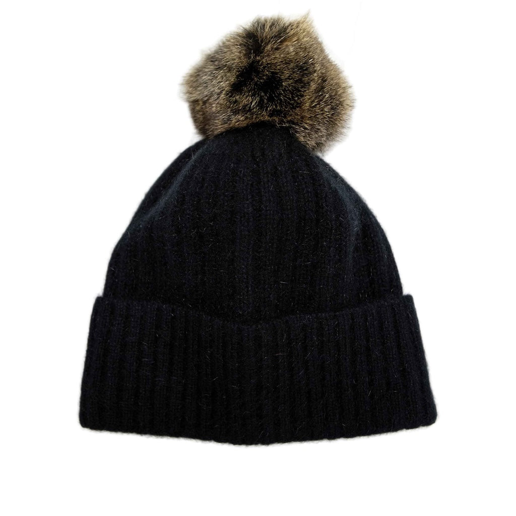 Possum Fur Pom Pom Beanie with Merino Possum