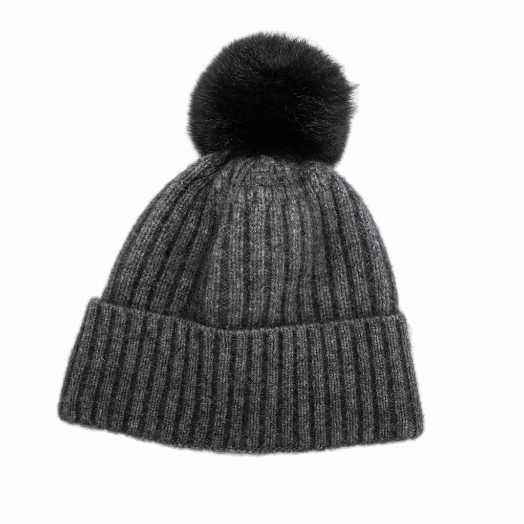 Possum Fur Pom Pom Beanie with Merino Possum