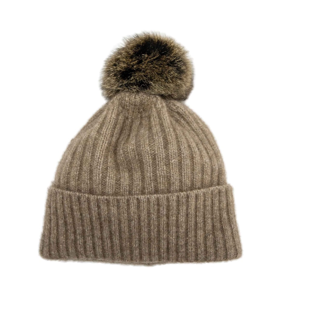 Possum Fur Pom Pom Beanie with Merino Possum