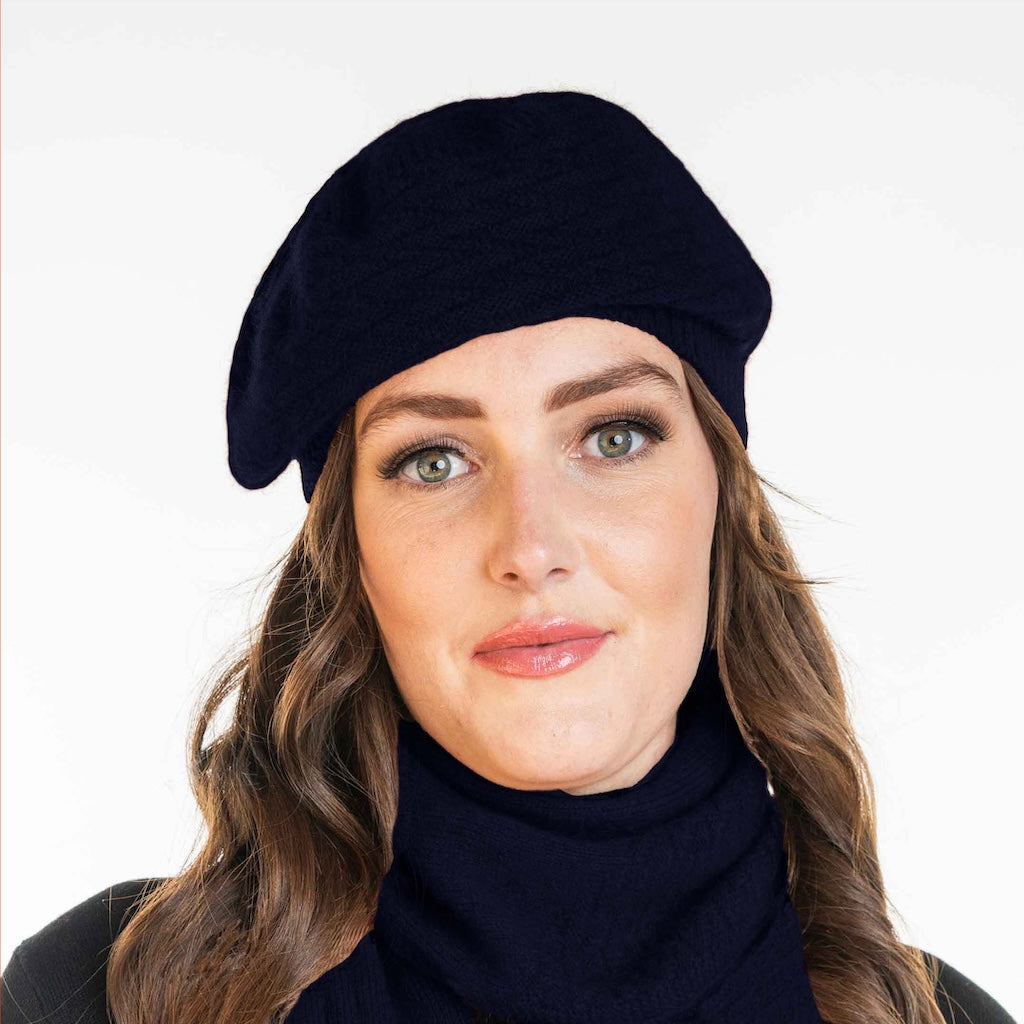 Zig Zag Beret Merino Possum