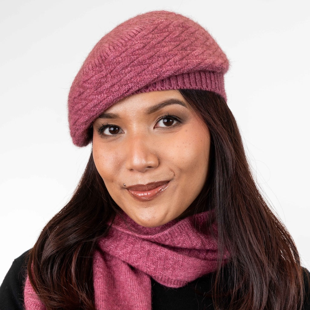 Zig Zag Beret Merino Possum