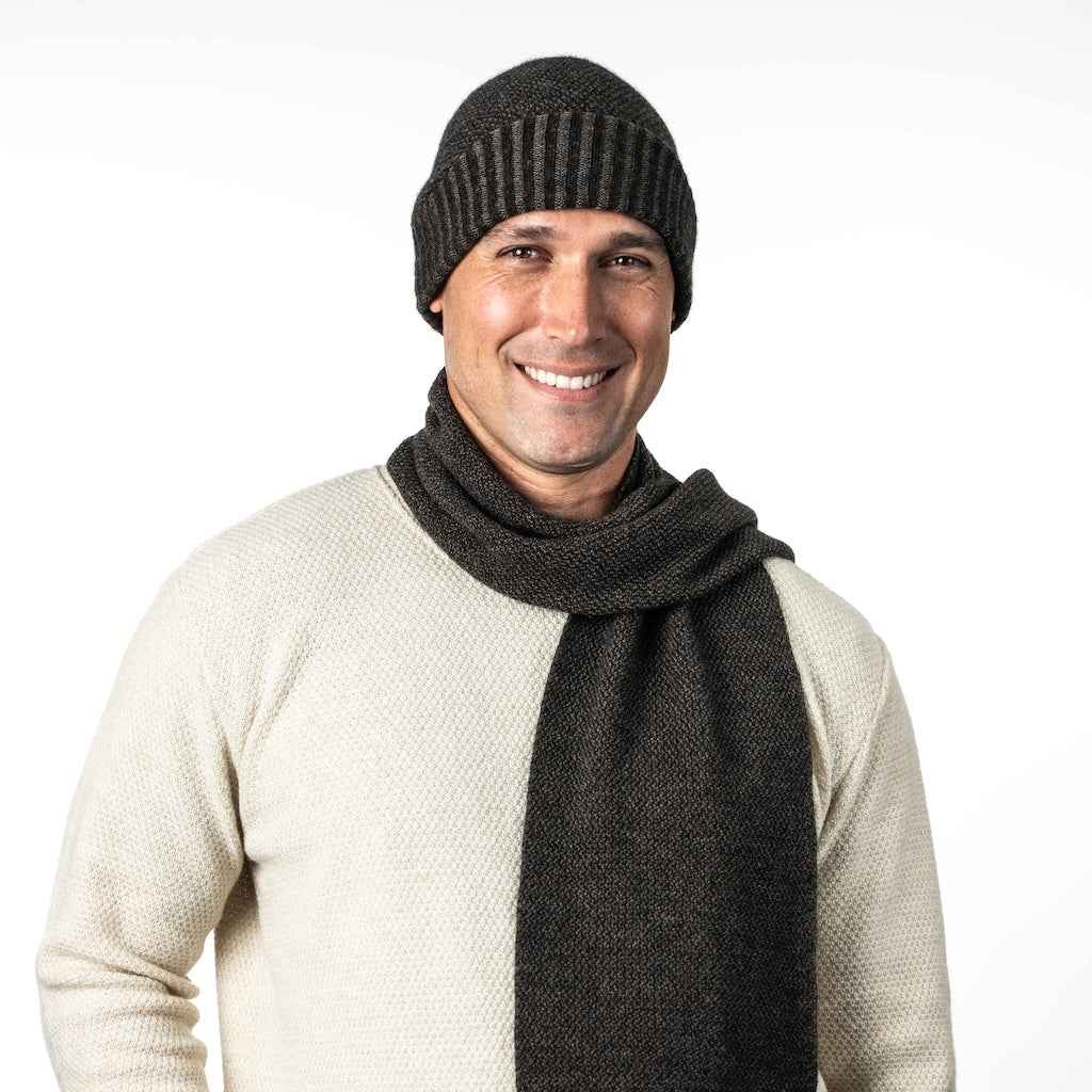 Moss Stitch Plated Beanie Merino Possum