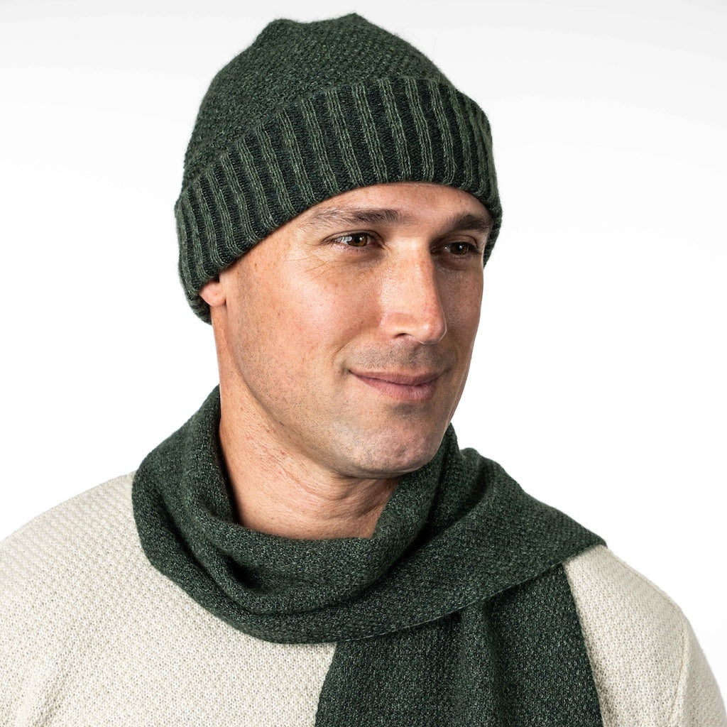 Moss Stitch Plated Beanie Merino Possum