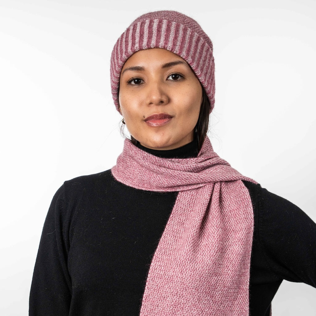 Moss Stitch Plated Beanie Merino Possum