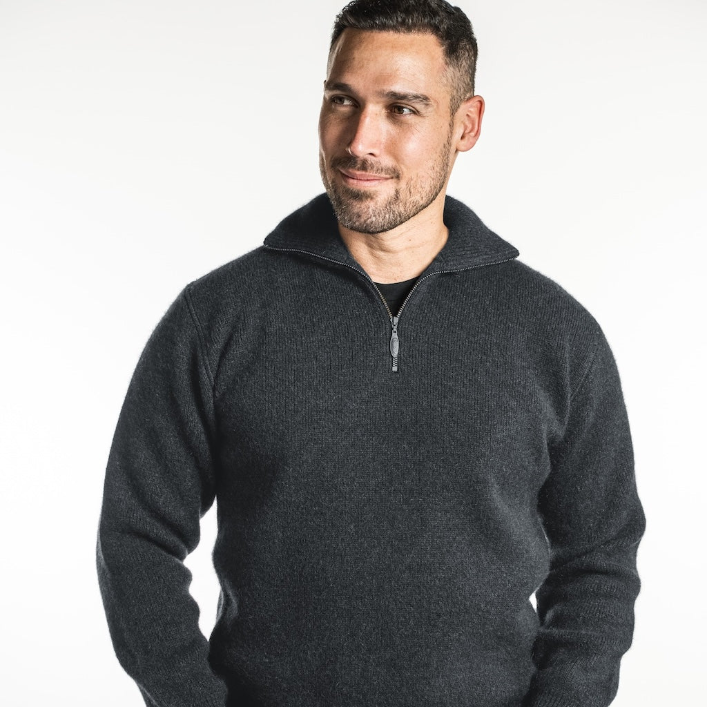 Zip Collar Mens Sweater merino possum