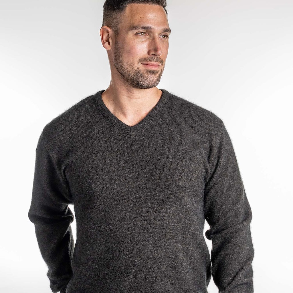 V Neck Neck Sweater Mens Merino Possum