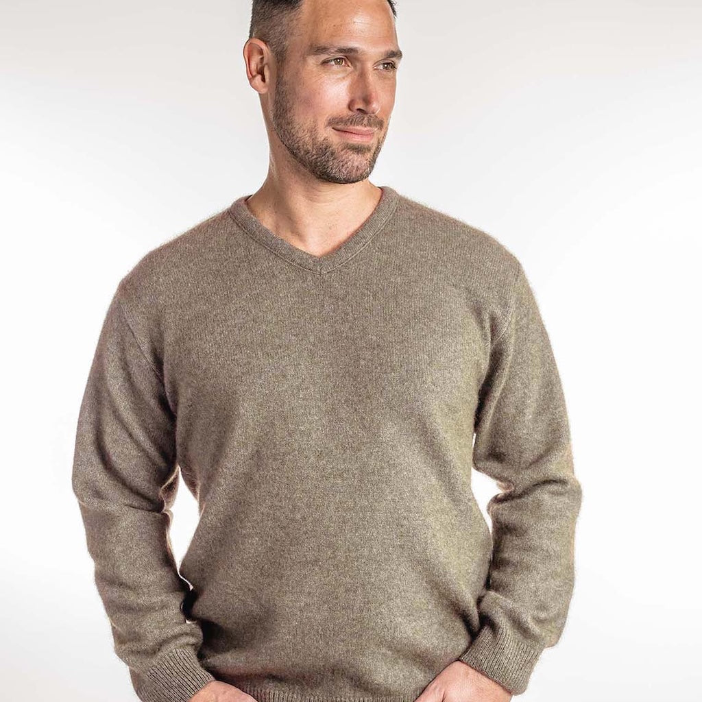 V Neck Neck Sweater Mens Merino Possum