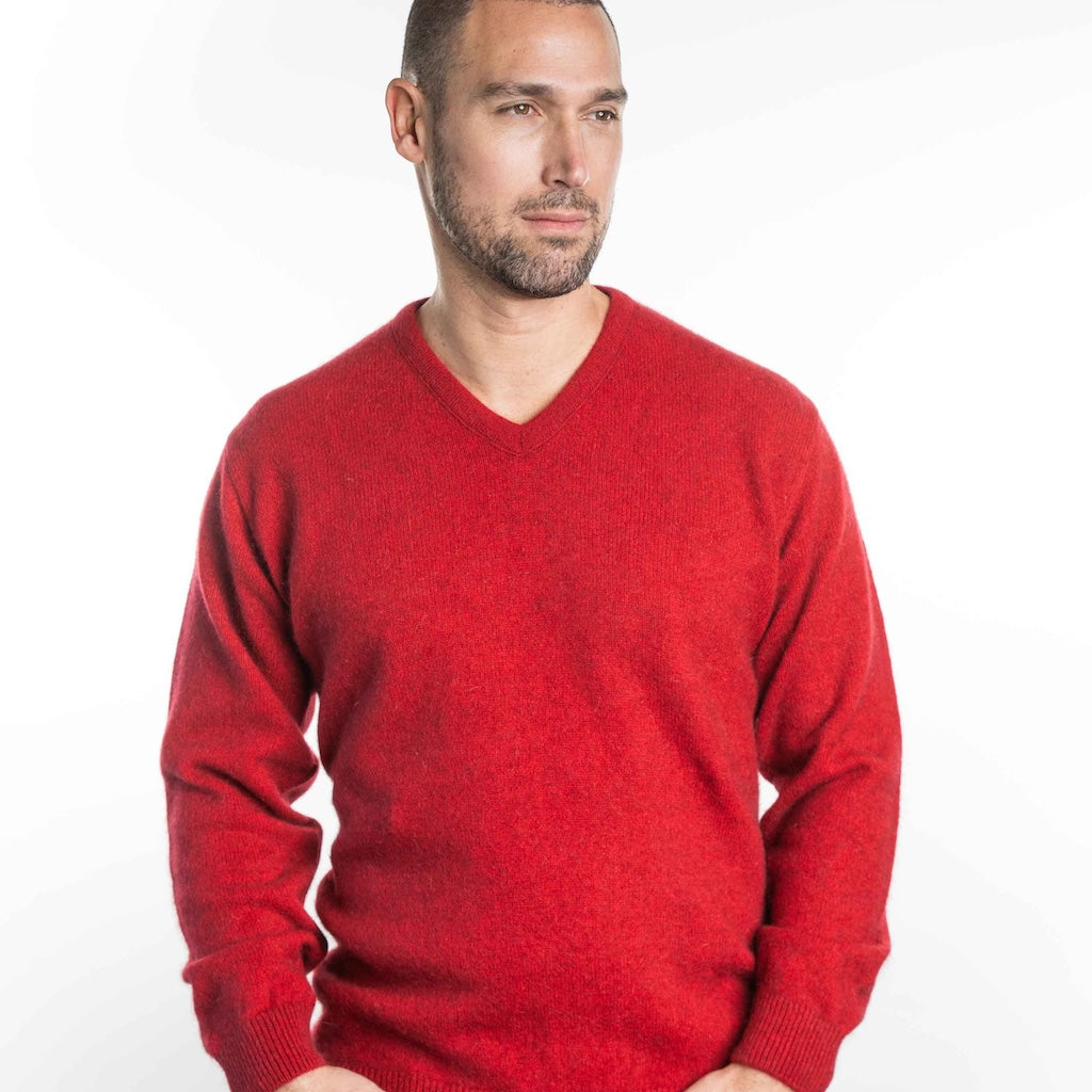 V Neck Neck Sweater Mens Merino Possum