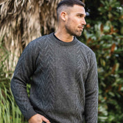 Crew Neck Aran Sweater  Merino Possum