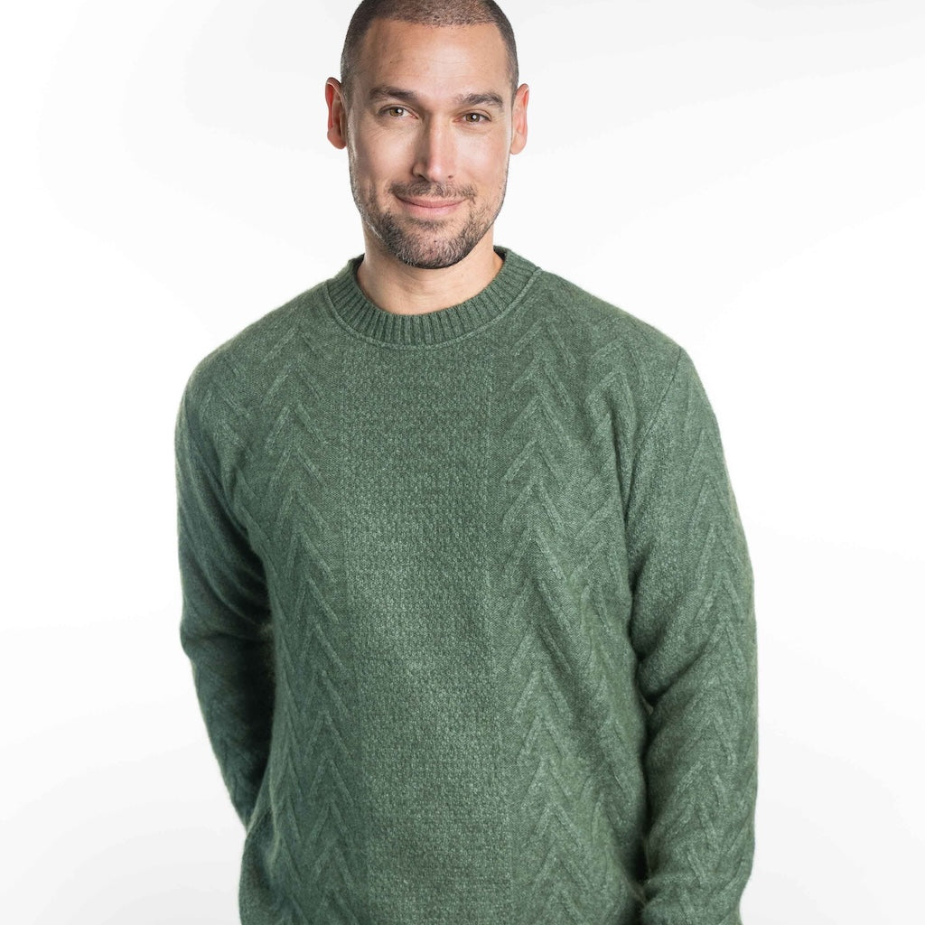 Crew Neck Aran Sweater  Merino Possum