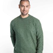 Crew Neck Aran Sweater  Merino Possum