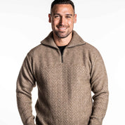Chevron Zip Sweater Mens Merino Possum