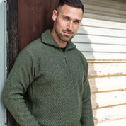 Chevron Zip Sweater Mens Merino Possum