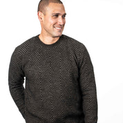 Men's Diamond Plated Crew Neck Sweater Merino Possum
