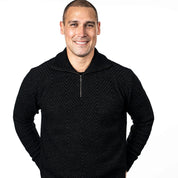 Men's Diamond Plated Zip Neck Sweater Merino Possum