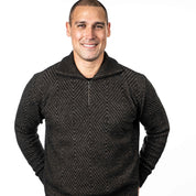 Men's Diamond Plated Zip Neck Sweater Merino Possum