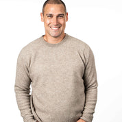 Men's Moss Stitch Plated Crew Neck Sweater Merino Possum