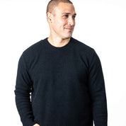 Men's Moss Stitch Plated Crew Neck Sweater Merino Possum