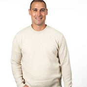 Men's Moss Stitch Plated Crew Neck Sweater Merino Possum