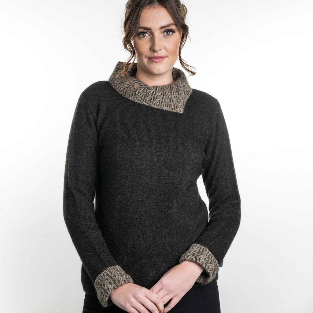 Two Tone Ladies Sweater Merino Possum