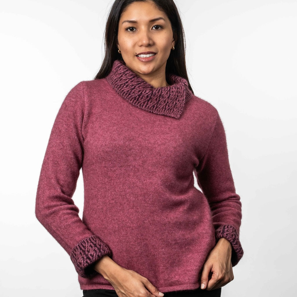 Two Tone Ladies Sweater Merino Possum