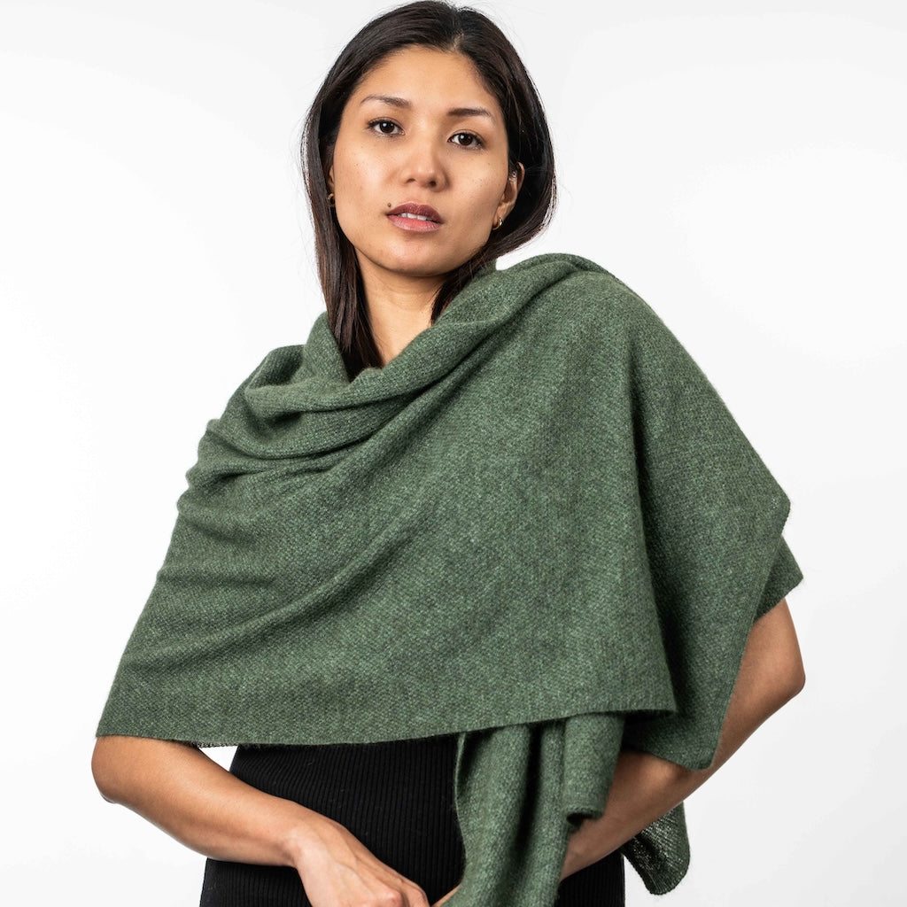 Moss Stitch Wrap Ladies Merino Possum