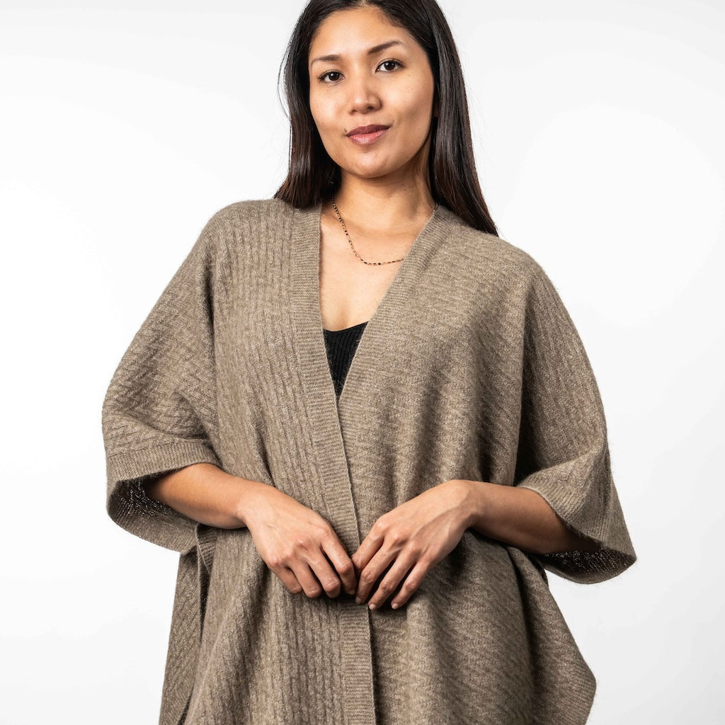 Zig Zag Textured Ladies Cape Merino Possum Cape