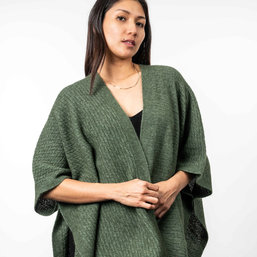 Zig Zag Textured Ladies Cape Merino Possum Cape