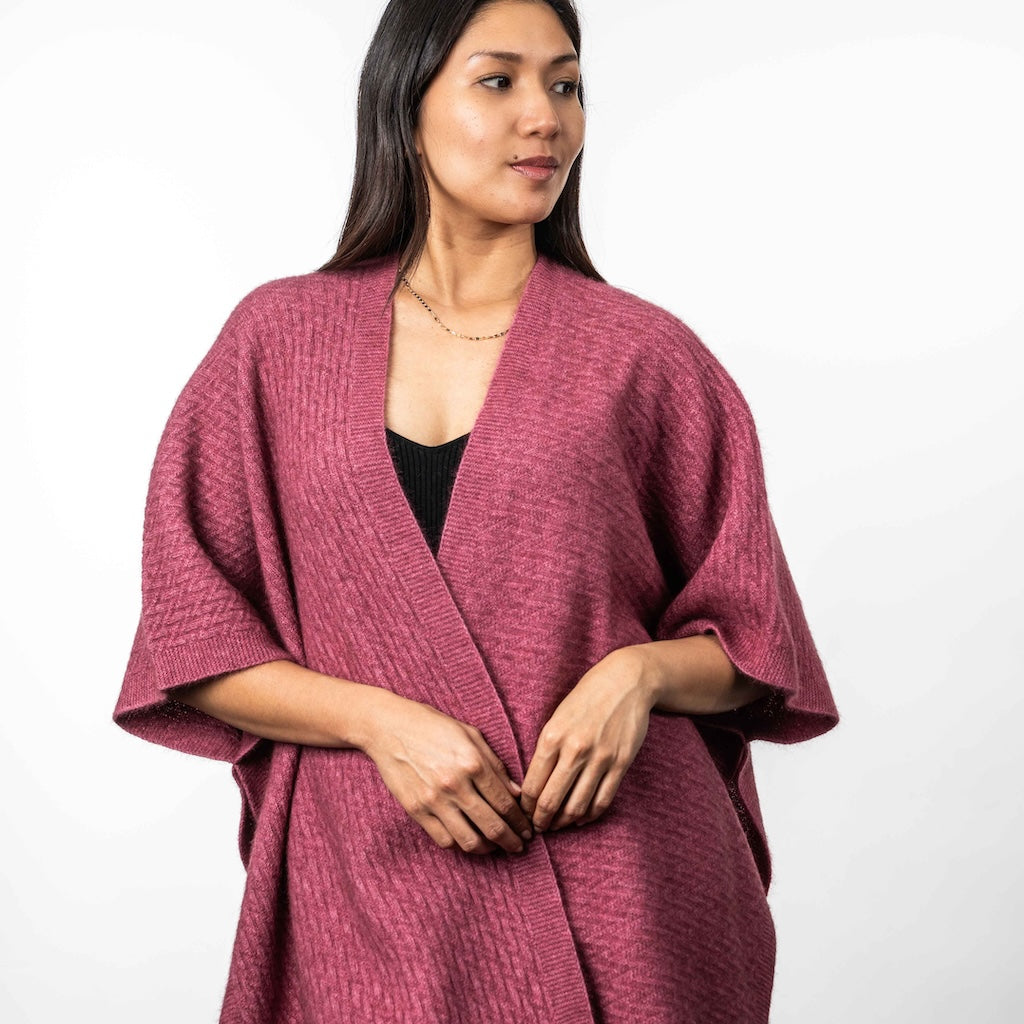 Zig Zag Textured Ladies Cape Merino Possum Cape