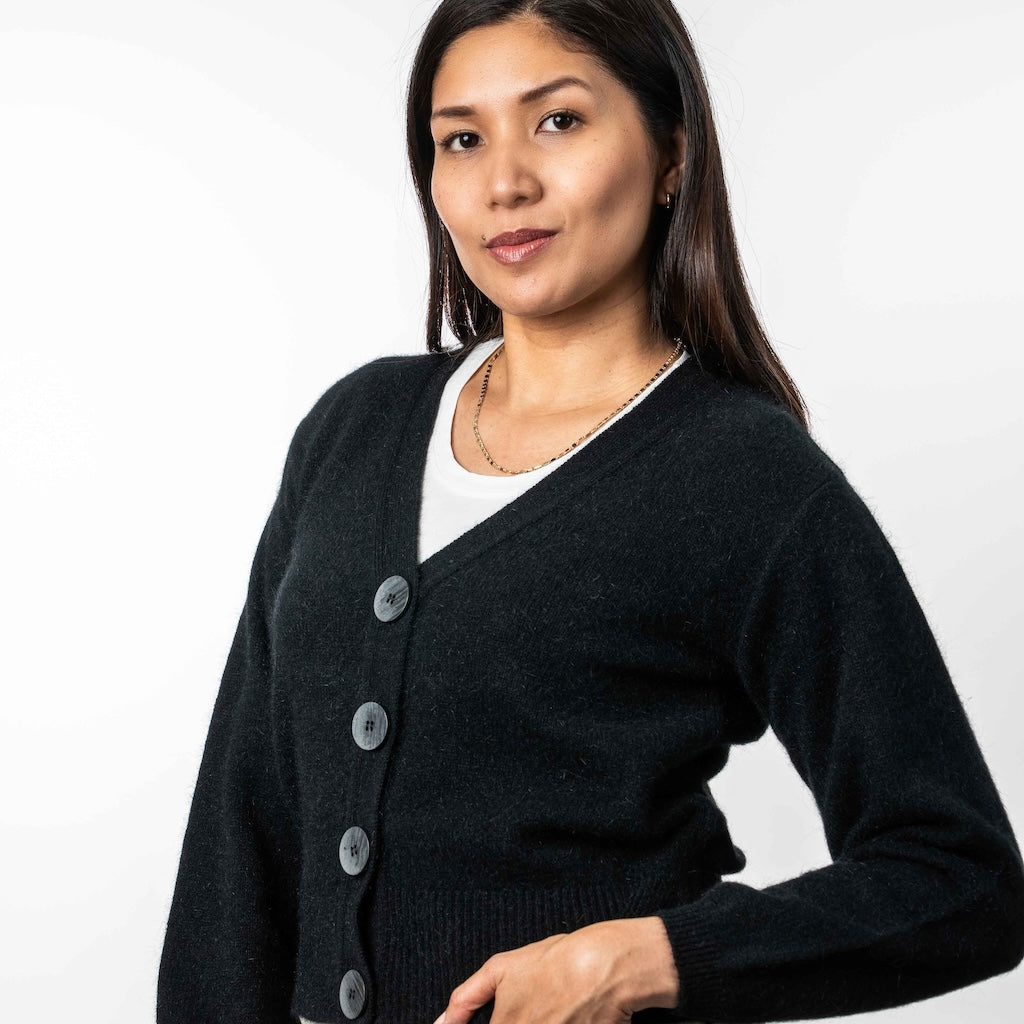 V Neck Ladies Cardigan Merino Possum