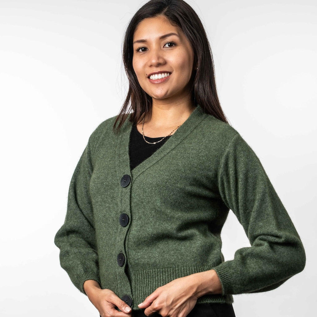 V Neck Ladies Cardigan Merino Possum
