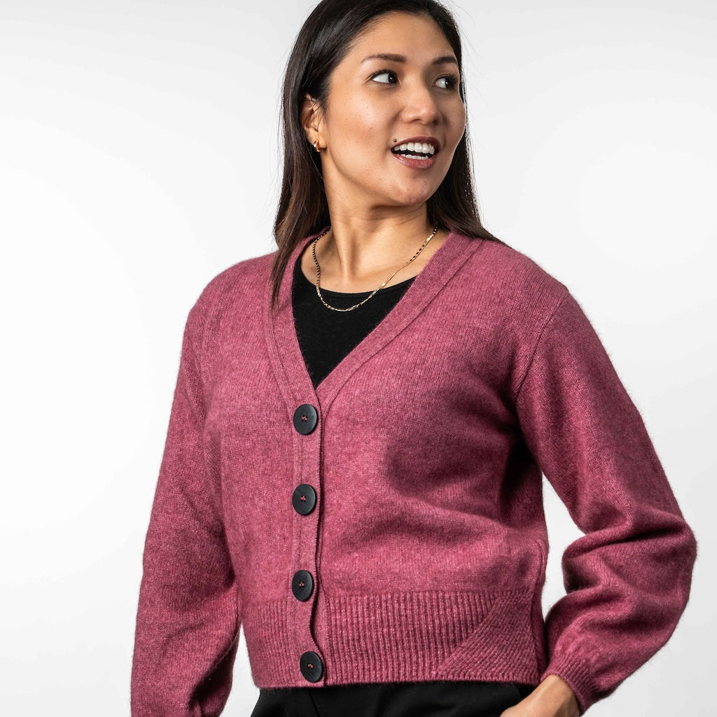 V Neck Ladies Cardigan Merino Possum