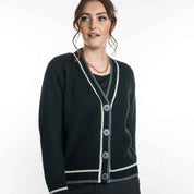 Contrast Textured Cardigan ladies Merino Possum