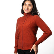 Ladies Cable Detail Jacket Merino Possum