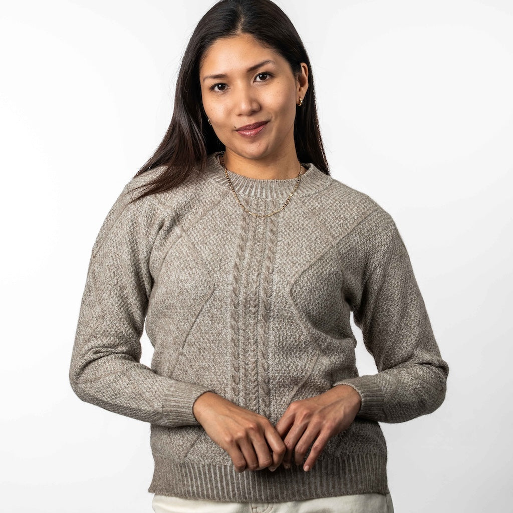Ladies Diamond Cable Sweater Merino Possum