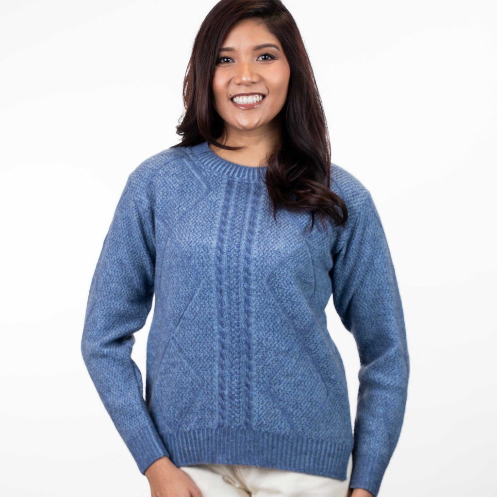Ladies Diamond Cable Sweater Merino Possum