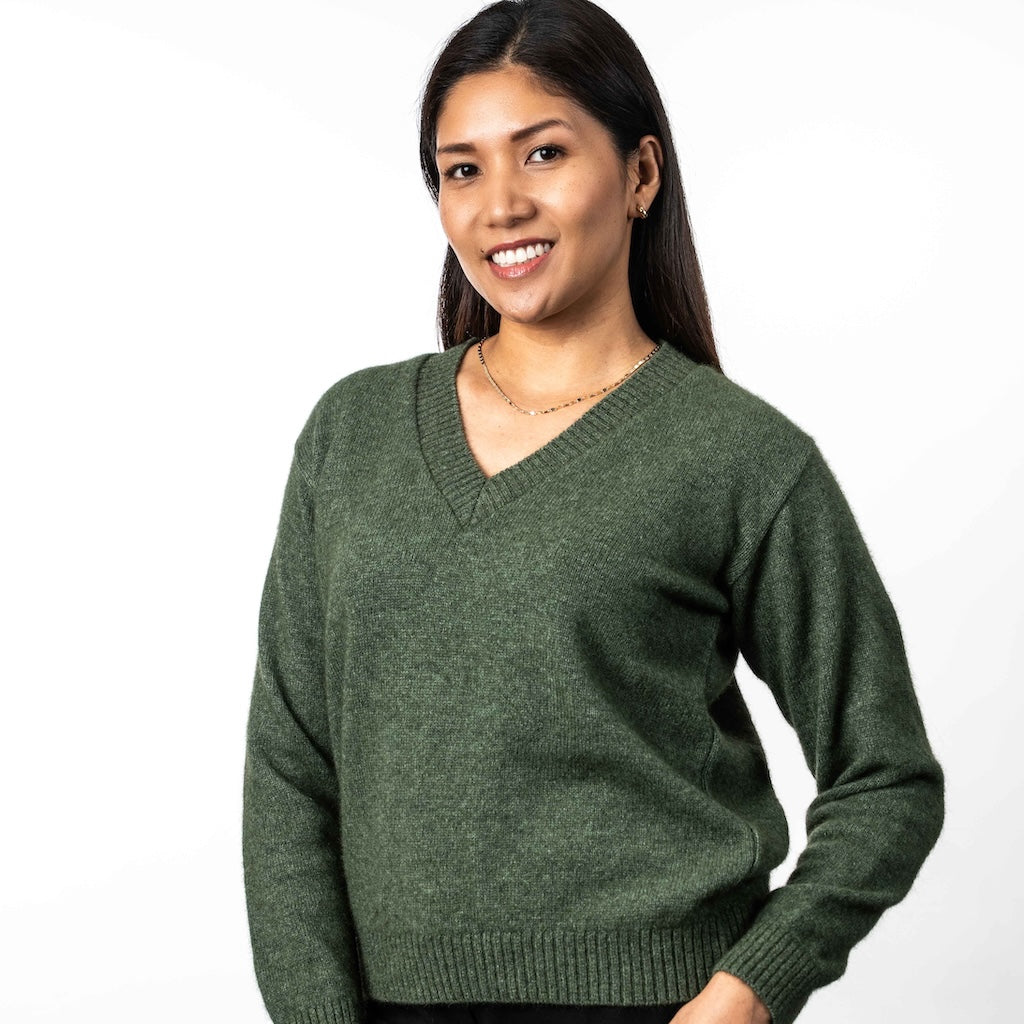 Ladies Classic V Neck Sweater Merino Possum