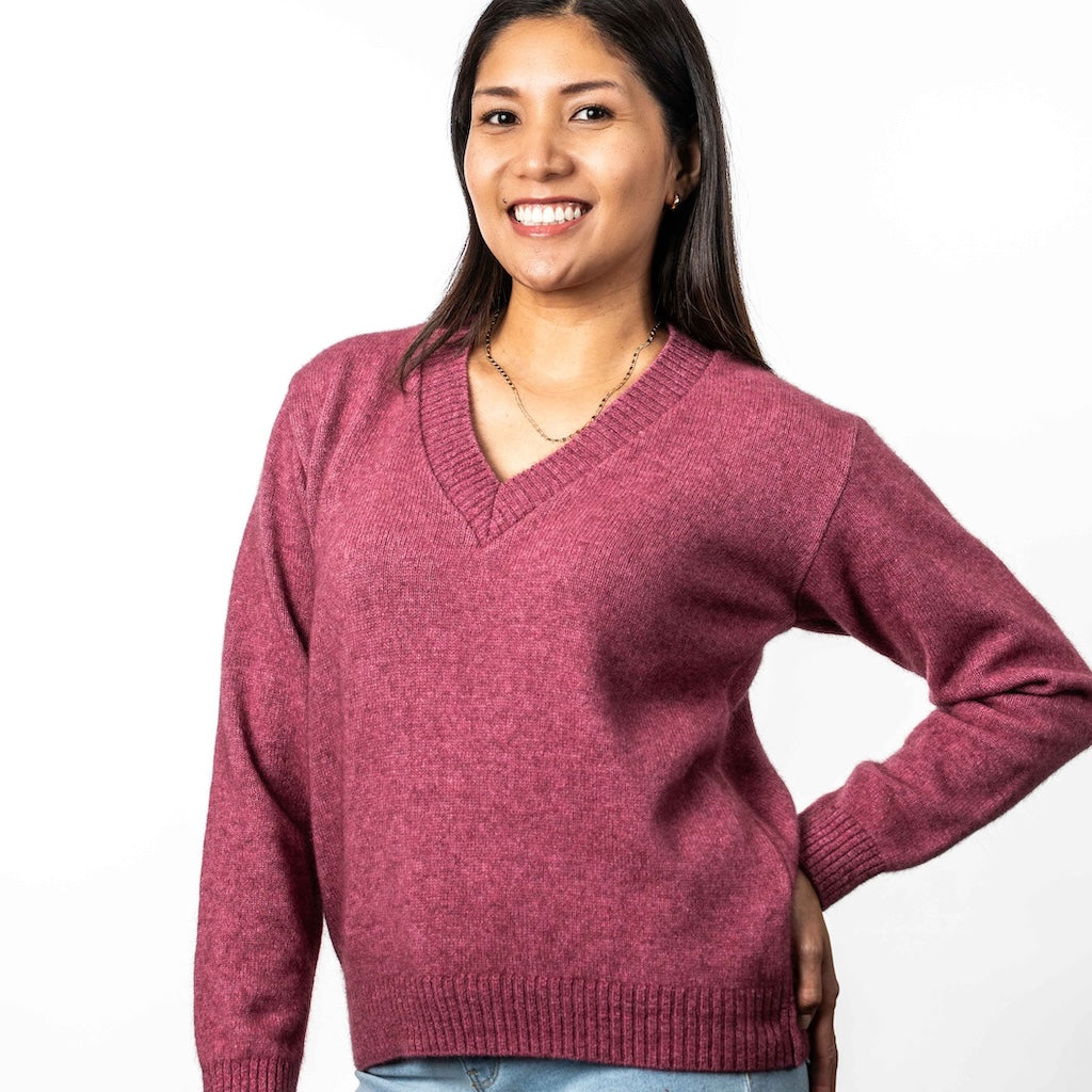 Ladies Classic V Neck Sweater Merino Possum