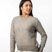 Ladies Moss Stitch Plated Crew Neck Sweater Merino Possum