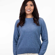 Ladies Moss Stitch Plated Crew Neck Sweater Merino Possum