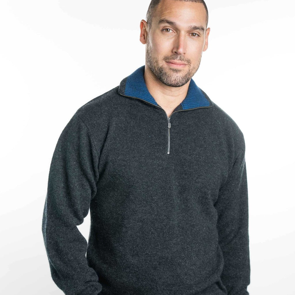 Zip Collar Sweater Merino Possum