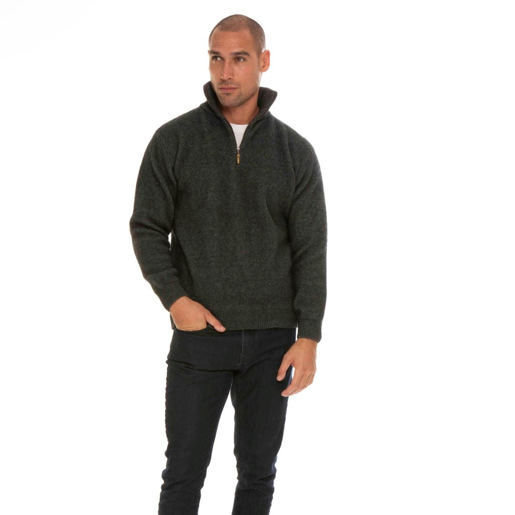 KORU MERINO POSSUM zip neck SWEATER